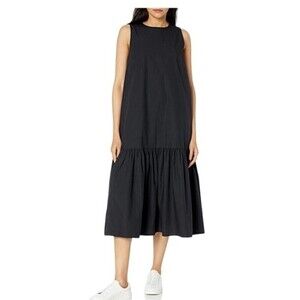 The Drop black Ilana loose sleeveless wide-Hem poplin midi dress size 4X NWT
